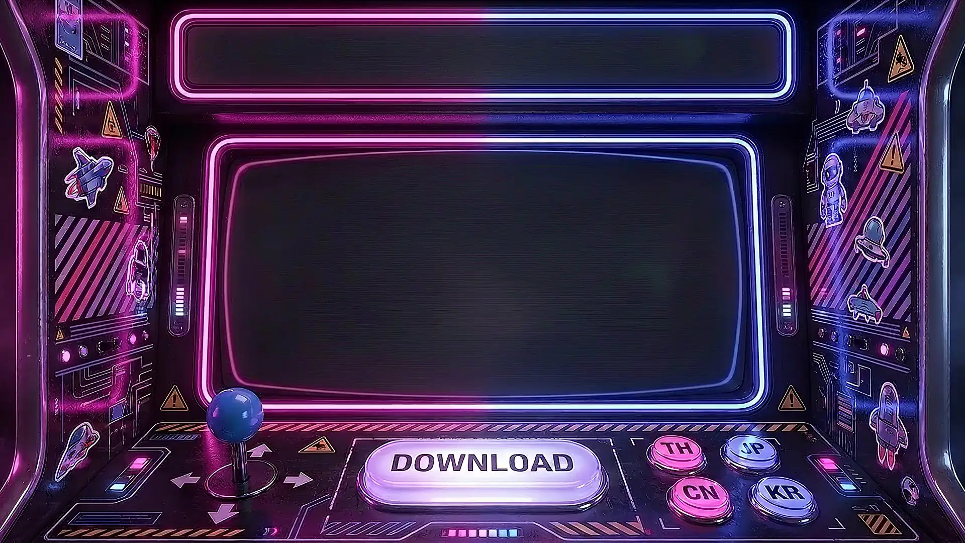ตู้เกมอาร์เคดนีออนที่มี IXAY บนหน้าจอ กำลังแปลคำบรรยายบนหน้าจอแบบเรียลไทม์